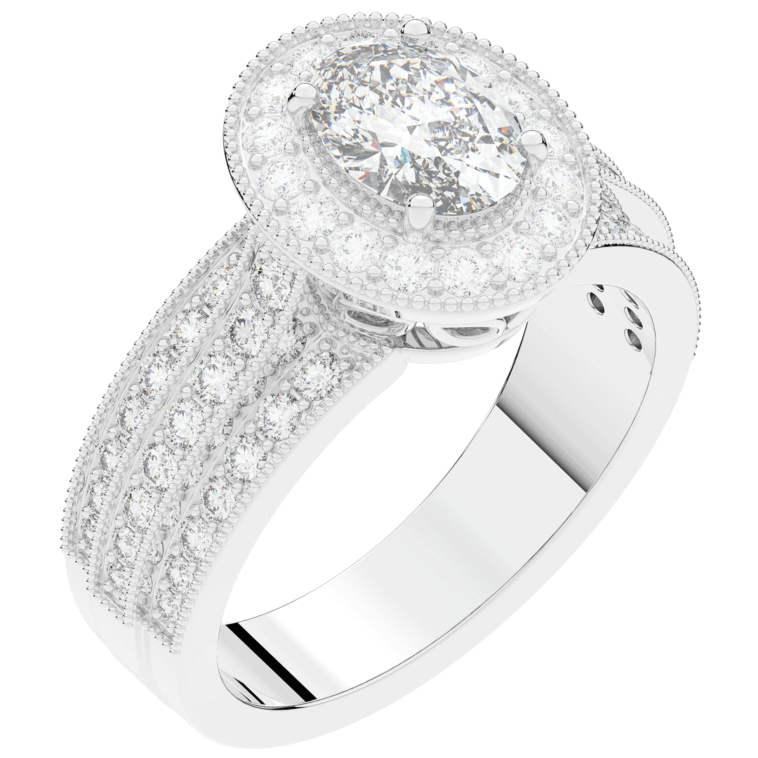 1.80CT.TW OVAL LAB DIAMOND HALO ENGAGEMENT RING - Nazarelle
