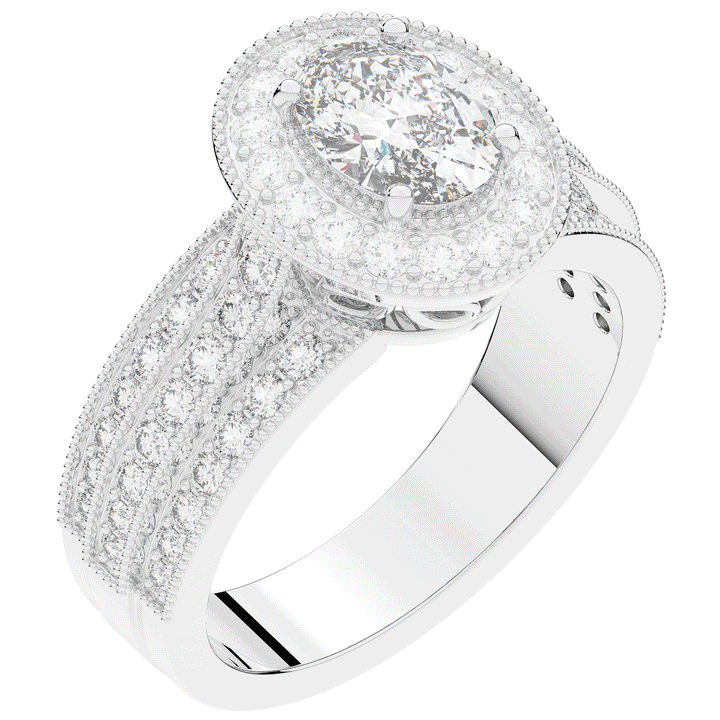 1.80CT.TW OVAL LAB DIAMOND HALO ENGAGEMENT RING - Nazarelle