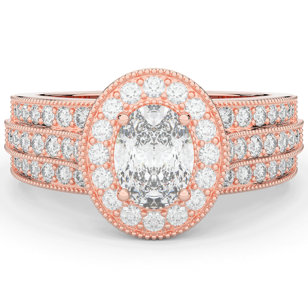 1.80CT.TW OVAL LAB DIAMOND HALO ENGAGEMENT RING - Nazarelle