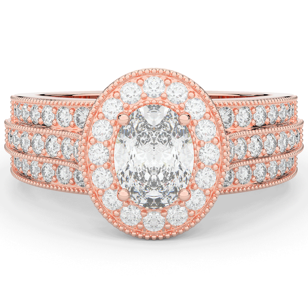1.80CT.TW OVAL LAB DIAMOND HALO ENGAGEMENT RING - Nazarelle