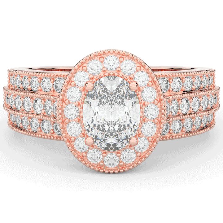 1.80CT.TW OVAL LAB DIAMOND HALO ENGAGEMENT RING - Nazarelle