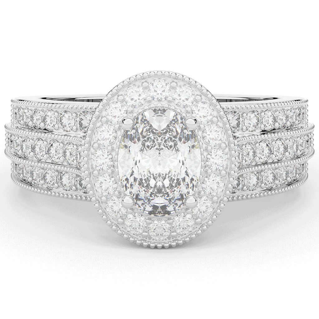 1.80CT.TW OVAL LAB DIAMOND HALO ENGAGEMENT RING - Nazarelle