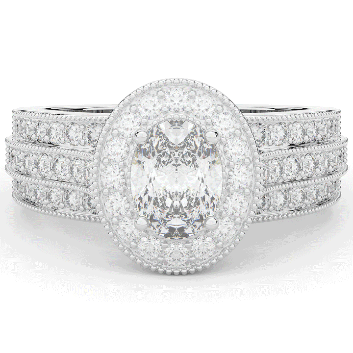 1.80CT.TW OVAL LAB DIAMOND HALO ENGAGEMENT RING - Nazarelle