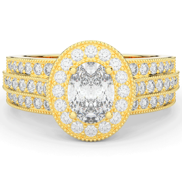 1.80CT.TW OVAL LAB DIAMOND HALO ENGAGEMENT RING - Nazarelle