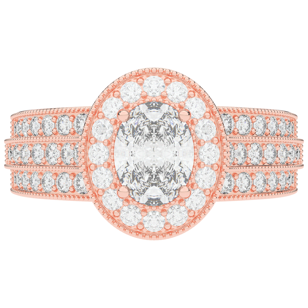 1.80CT.TW OVAL LAB DIAMOND HALO ENGAGEMENT RING - Nazarelle
