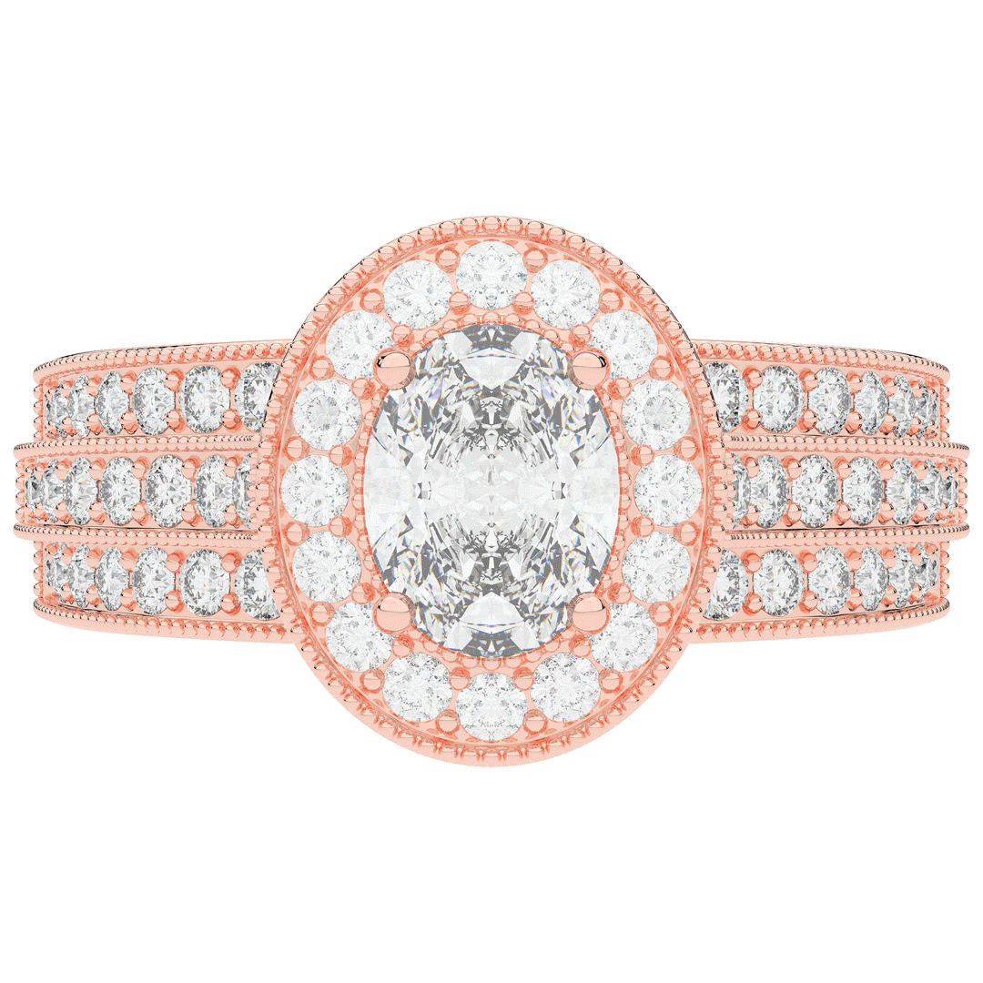 1.80CT.TW OVAL LAB DIAMOND HALO ENGAGEMENT RING - Nazarelle
