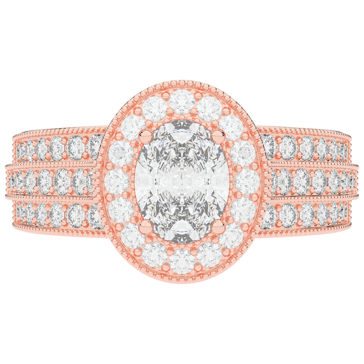 1.80CT.TW OVAL LAB DIAMOND HALO ENGAGEMENT RING - Nazarelle