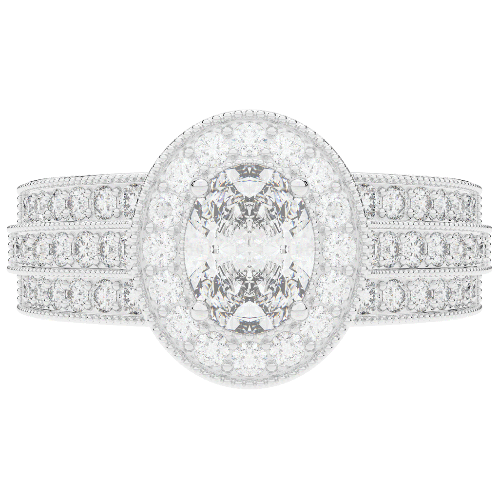 1.80CT.TW OVAL LAB DIAMOND HALO ENGAGEMENT RING - Nazarelle