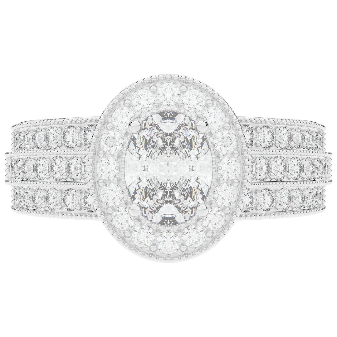1.80CT.TW OVAL LAB DIAMOND HALO ENGAGEMENT RING - Nazarelle