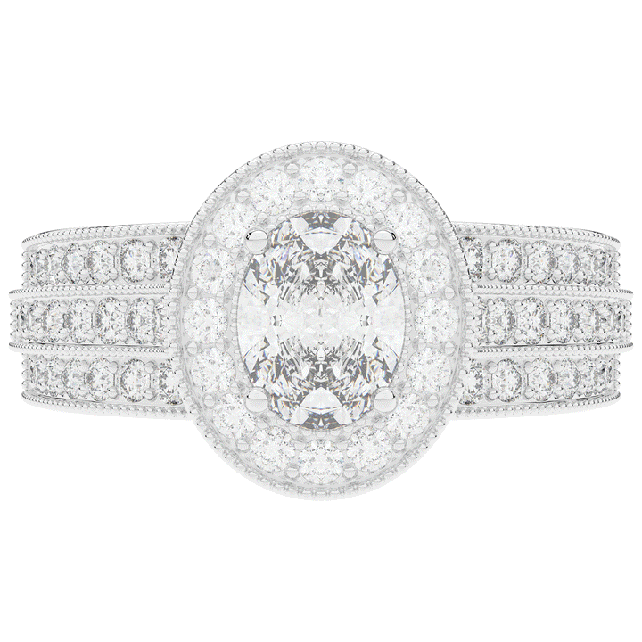 1.80CT.TW OVAL LAB DIAMOND HALO ENGAGEMENT RING - Nazarelle