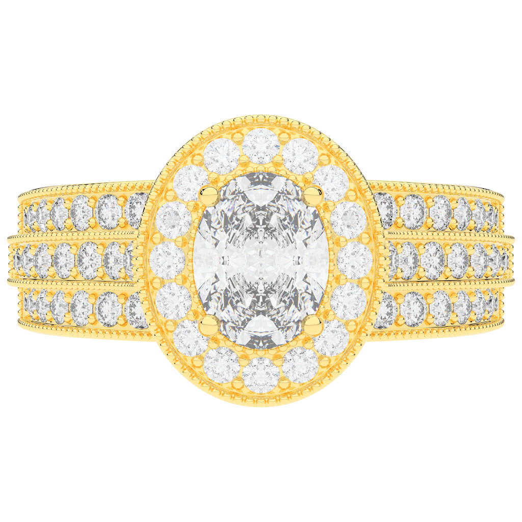 1.80CT.TW OVAL LAB DIAMOND HALO ENGAGEMENT RING - Nazarelle