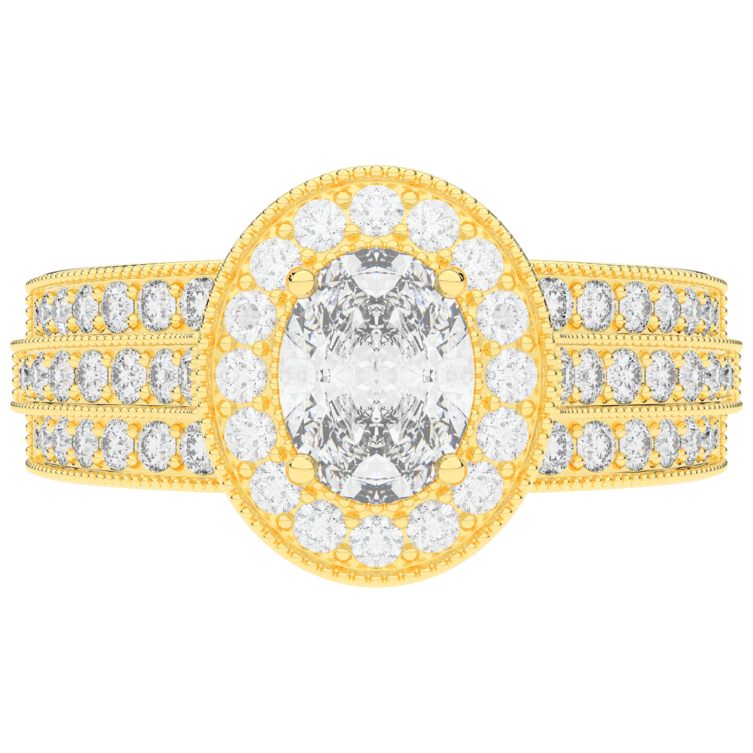 1.80CT.TW OVAL LAB DIAMOND HALO ENGAGEMENT RING - Nazarelle