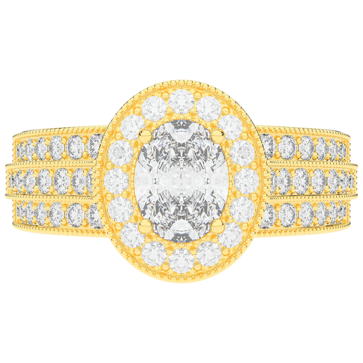 1.80CT.TW OVAL LAB DIAMOND HALO ENGAGEMENT RING - Nazarelle