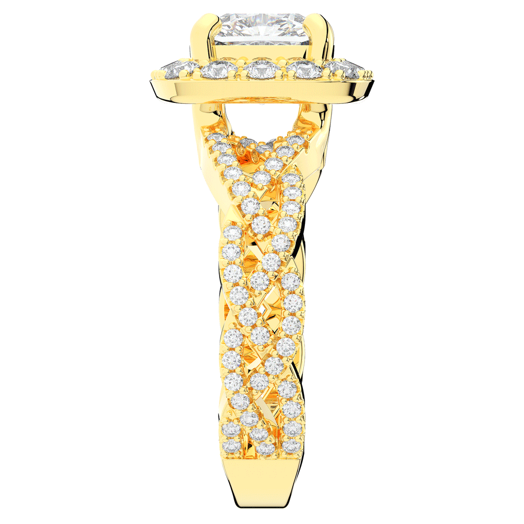 2.70CT.TW CUSHION LAB DIAMOND HALO TRIPLE TWIST ENGAGEMENT RING - Nazarelle