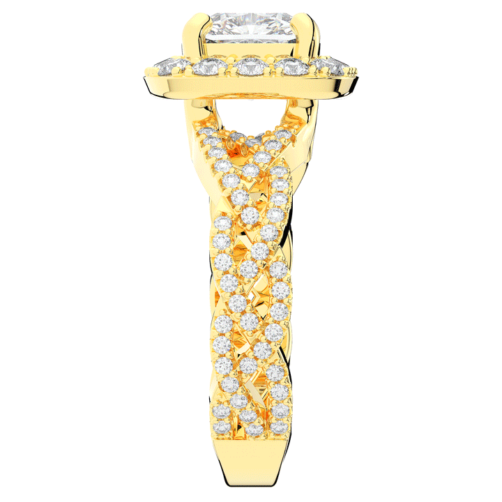 2.70CT.TW CUSHION LAB DIAMOND HALO TRIPLE TWIST ENGAGEMENT RING - Nazarelle