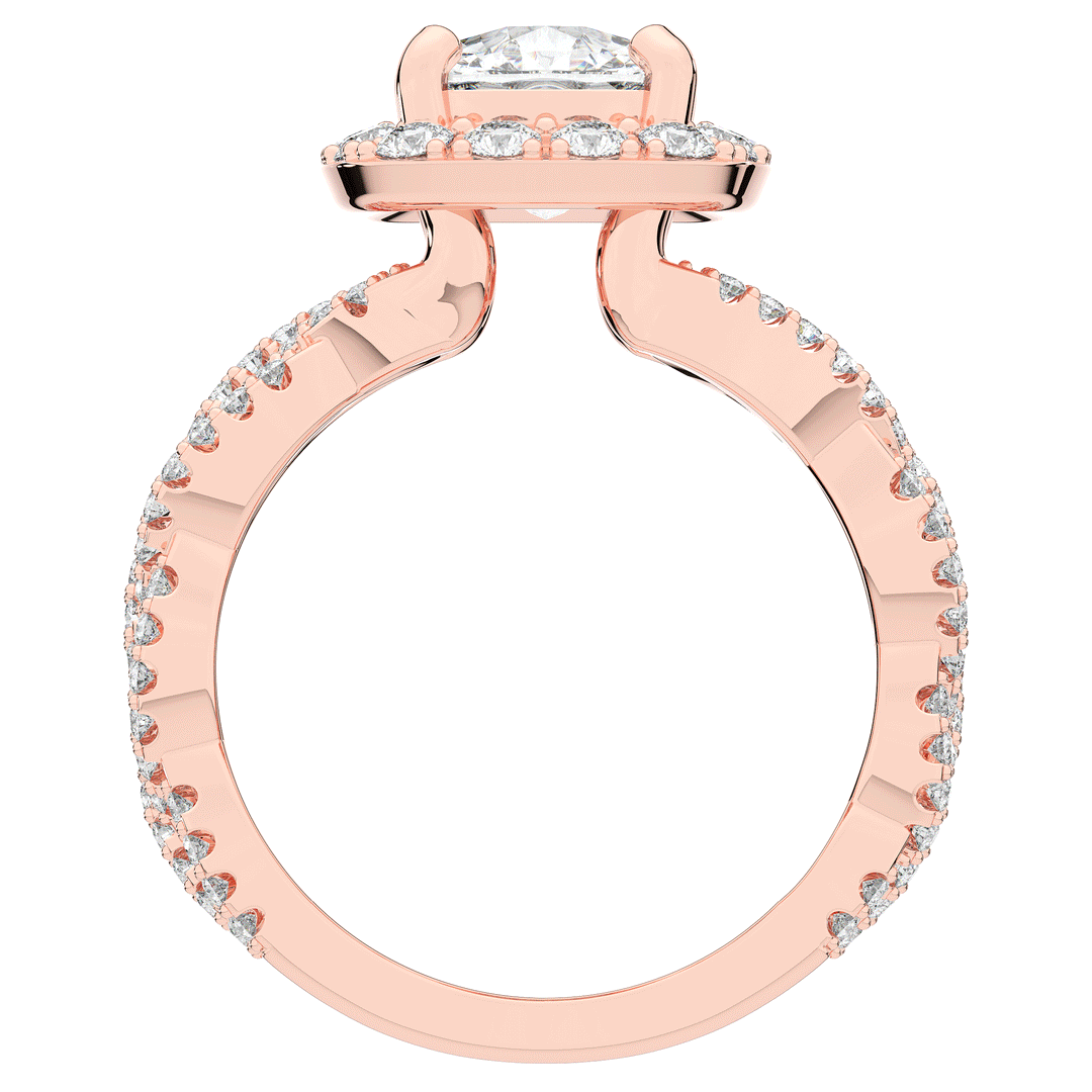 2.70CT.TW CUSHION LAB DIAMOND HALO TRIPLE TWIST ENGAGEMENT RING - Nazarelle
