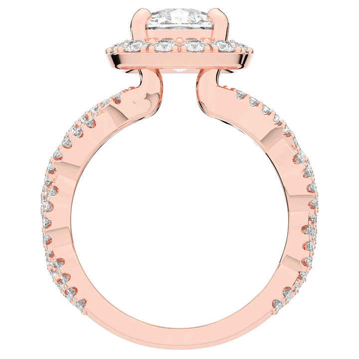 2.70CT.TW CUSHION LAB DIAMOND HALO TRIPLE TWIST ENGAGEMENT RING - Nazarelle