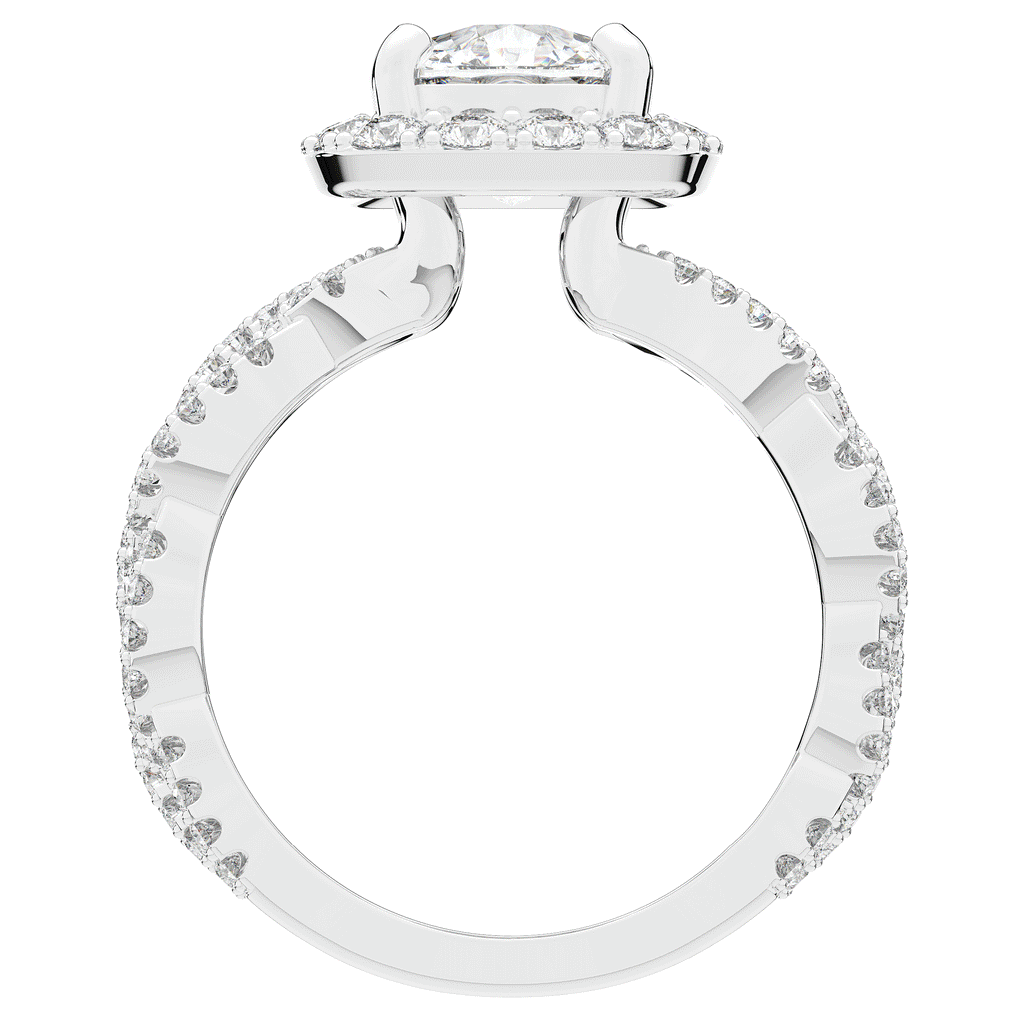 2.70CT.TW CUSHION LAB DIAMOND HALO TRIPLE TWIST ENGAGEMENT RING - Nazarelle