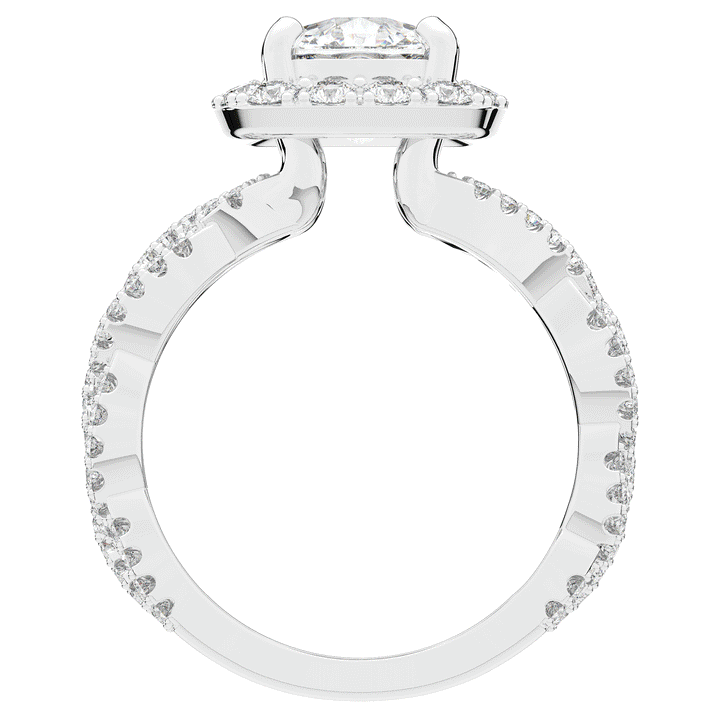 2.70CT.TW CUSHION LAB DIAMOND HALO TRIPLE TWIST ENGAGEMENT RING - Nazarelle