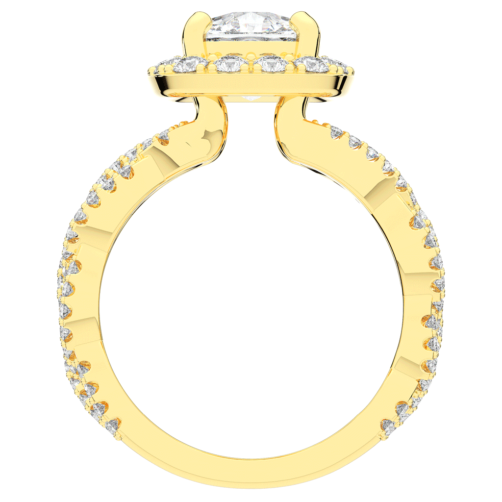 2.70CT.TW CUSHION LAB DIAMOND HALO TRIPLE TWIST ENGAGEMENT RING - Nazarelle