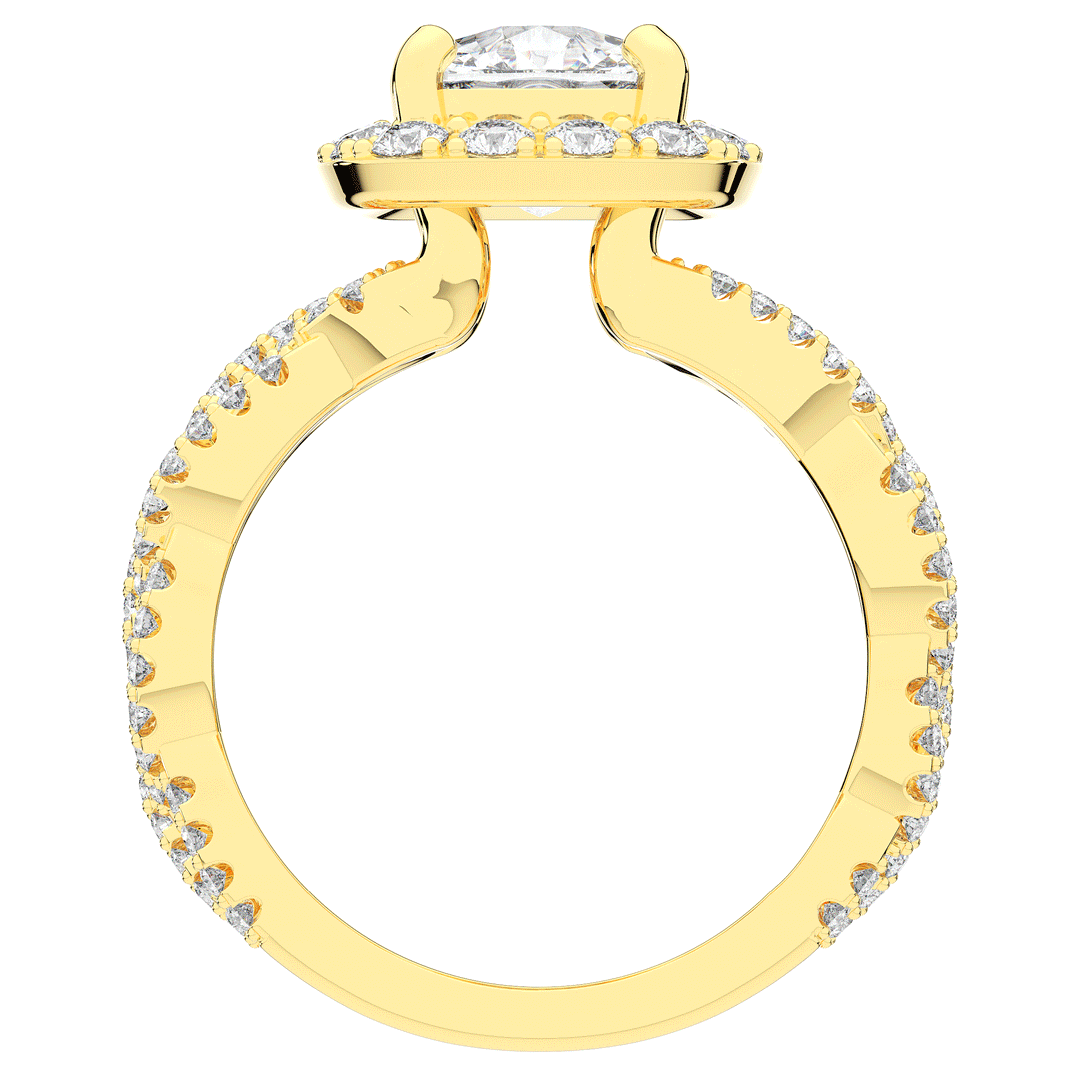2.70CT.TW CUSHION LAB DIAMOND HALO TRIPLE TWIST ENGAGEMENT RING - Nazarelle