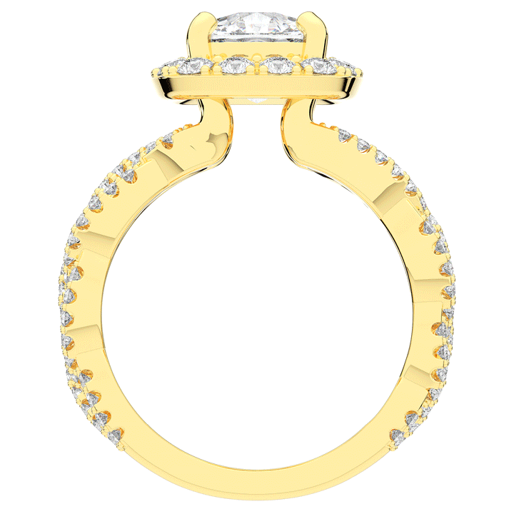 2.70CT.TW CUSHION LAB DIAMOND HALO TRIPLE TWIST ENGAGEMENT RING - Nazarelle