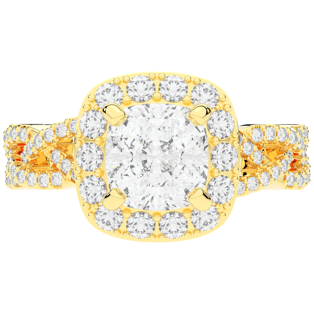 2.70CT.TW CUSHION LAB DIAMOND HALO TRIPLE TWIST ENGAGEMENT RING - Nazarelle