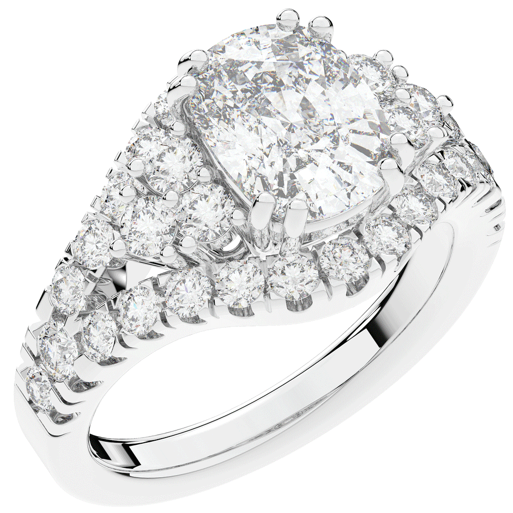 3.10CT.TW CUSHION LAB DIAMOND HALO ENGAGEMENT RING - Nazarelle