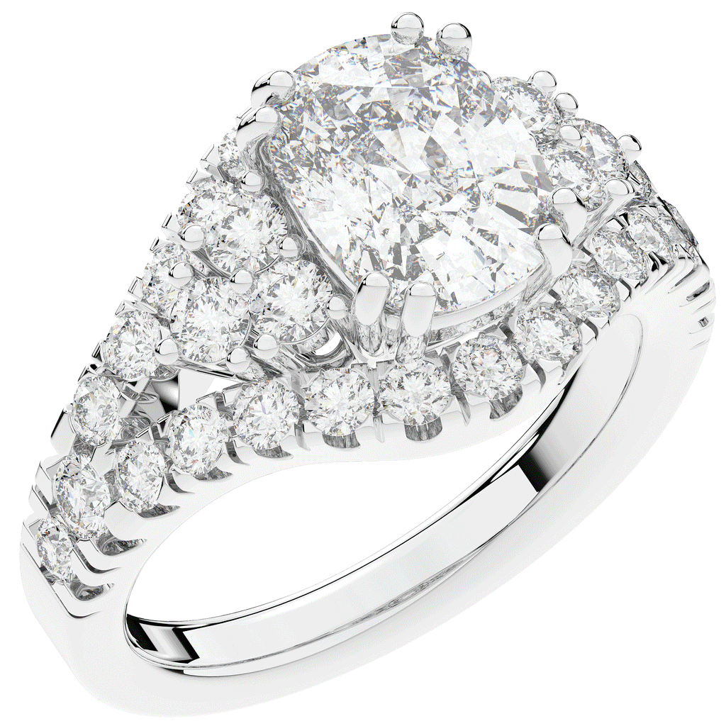 3.10CT.TW CUSHION LAB DIAMOND HALO ENGAGEMENT RING - Nazarelle