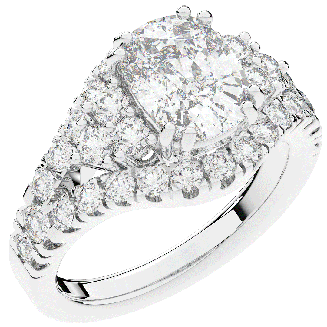 3.10CT.TW CUSHION LAB DIAMOND HALO ENGAGEMENT RING - Nazarelle