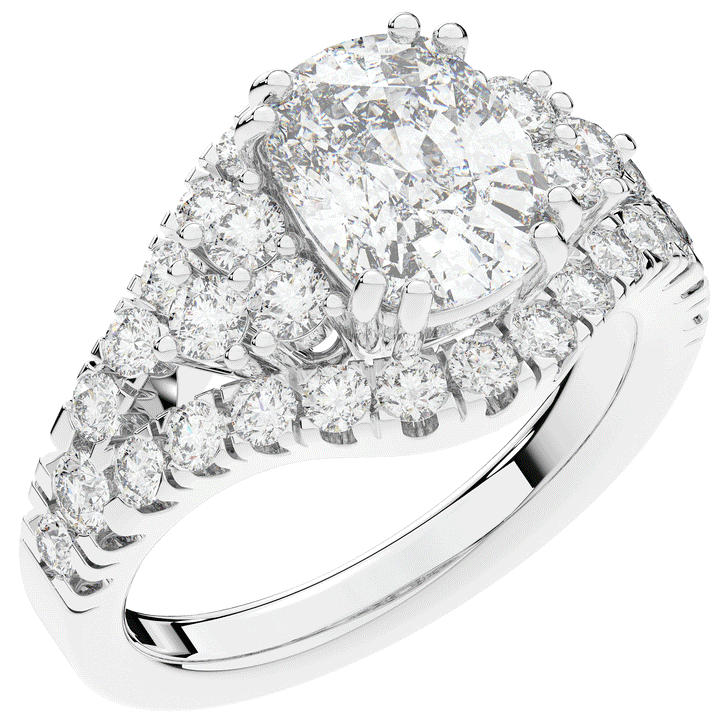 3.10CT.TW CUSHION LAB DIAMOND HALO ENGAGEMENT RING - Nazarelle