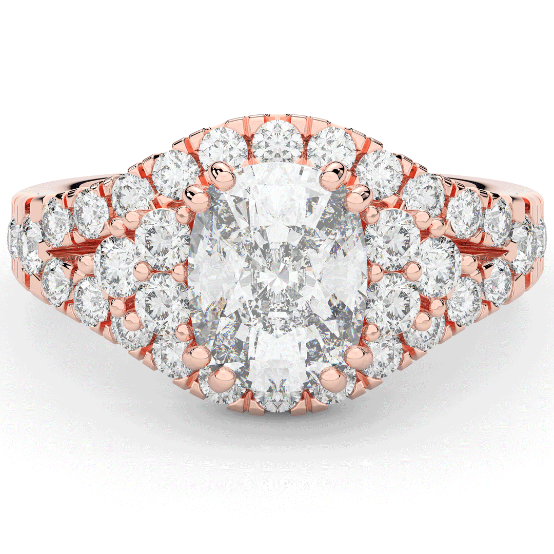 3.10CT.TW CUSHION LAB DIAMOND HALO ENGAGEMENT RING - Nazarelle