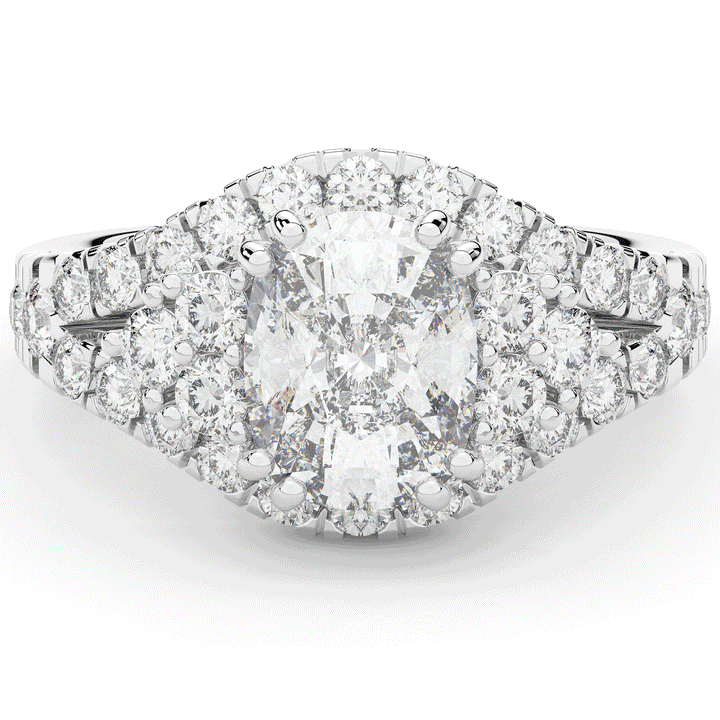 3.10CT.TW CUSHION LAB DIAMOND HALO ENGAGEMENT RING - Nazarelle