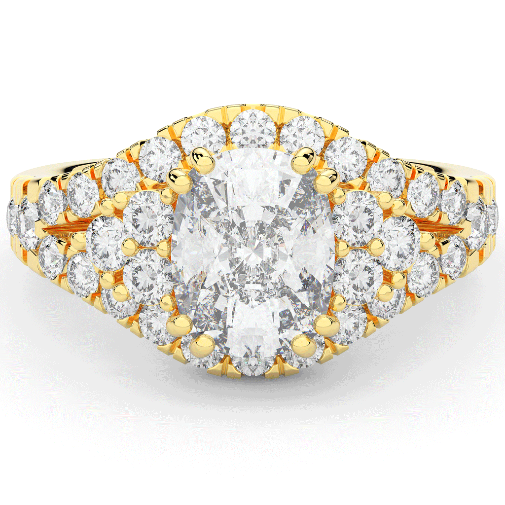 3.10CT.TW CUSHION LAB DIAMOND HALO ENGAGEMENT RING - Nazarelle