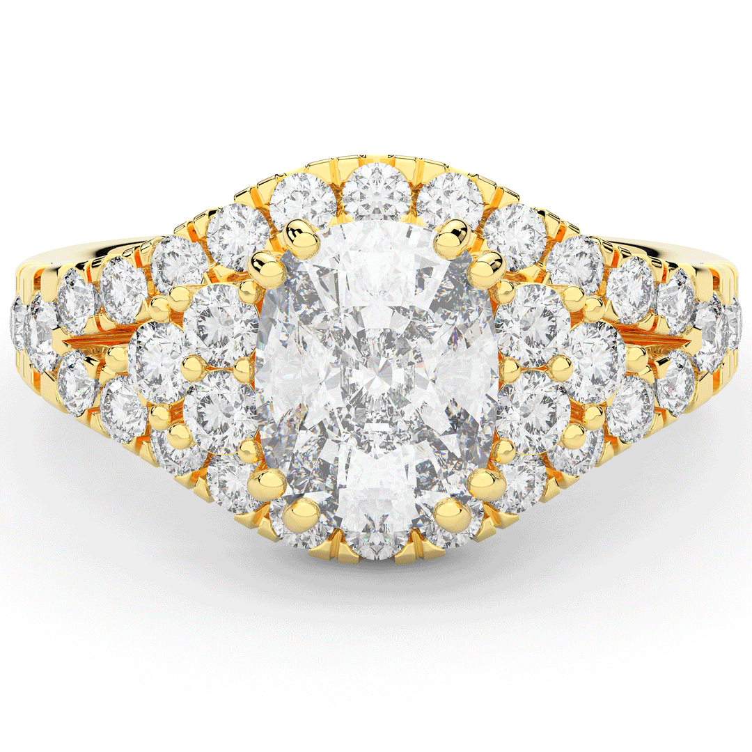 3.10CT.TW CUSHION LAB DIAMOND HALO ENGAGEMENT RING - Nazarelle