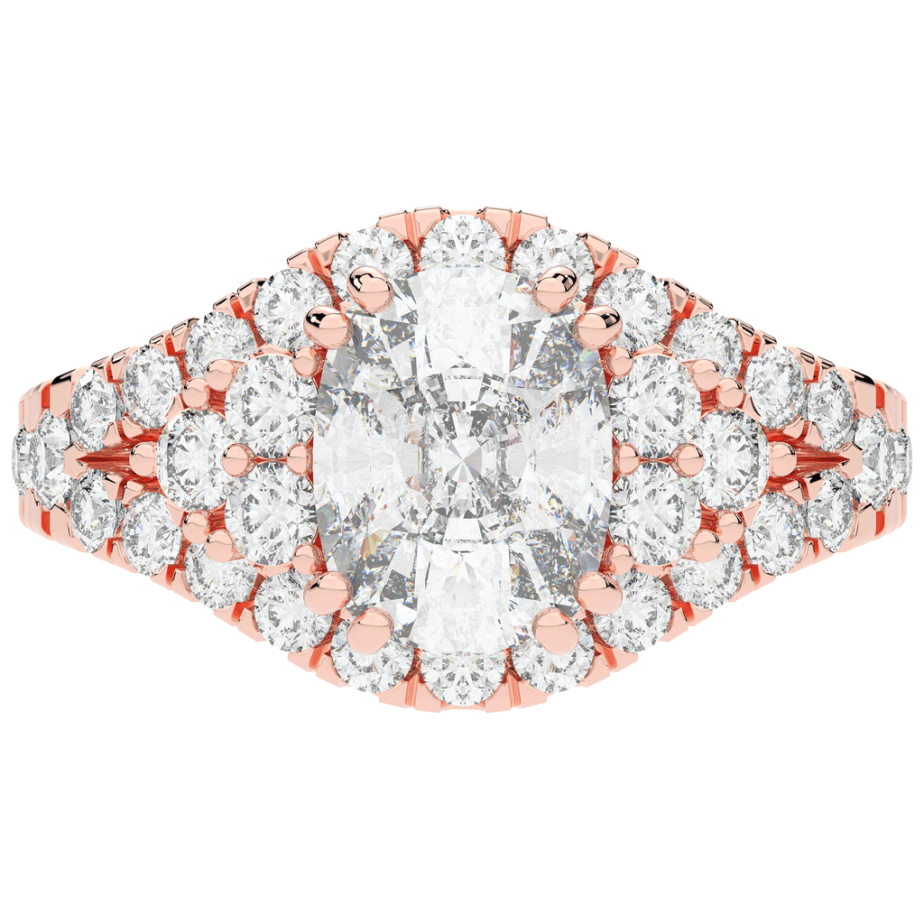 3.10CT.TW CUSHION LAB DIAMOND HALO ENGAGEMENT RING - Nazarelle