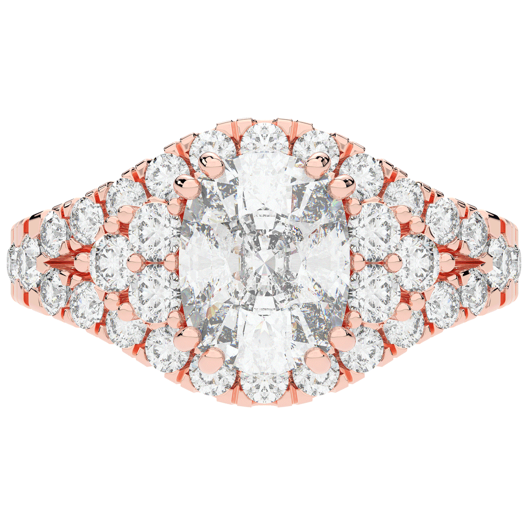 3.10CT.TW CUSHION LAB DIAMOND HALO ENGAGEMENT RING - Nazarelle