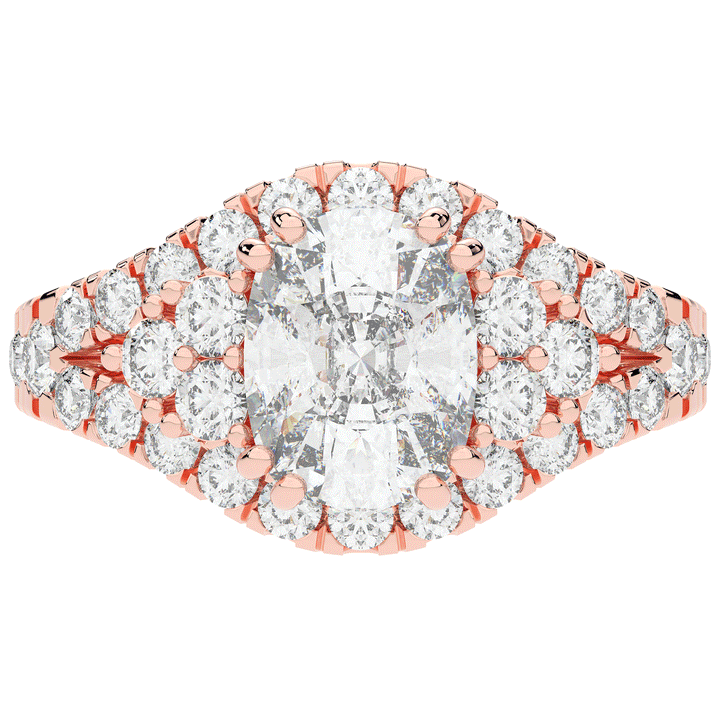 3.10CT.TW CUSHION LAB DIAMOND HALO ENGAGEMENT RING - Nazarelle