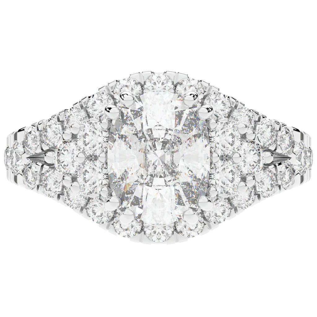 3.10CT.TW CUSHION LAB DIAMOND HALO ENGAGEMENT RING - Nazarelle