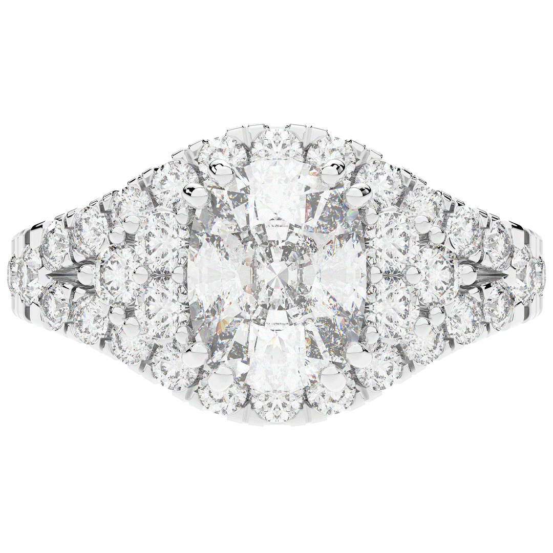 3.10CT.TW CUSHION LAB DIAMOND HALO ENGAGEMENT RING - Nazarelle