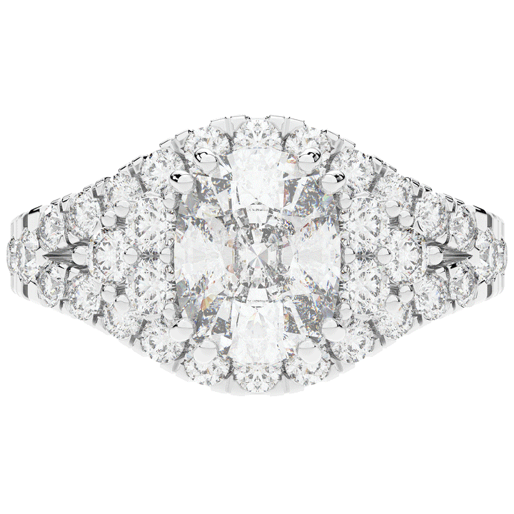 3.10CT.TW CUSHION LAB DIAMOND HALO ENGAGEMENT RING - Nazarelle