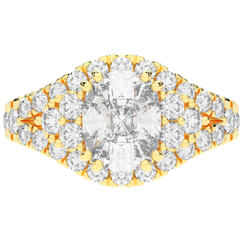 3.10CT.TW CUSHION LAB DIAMOND HALO ENGAGEMENT RING - Nazarelle