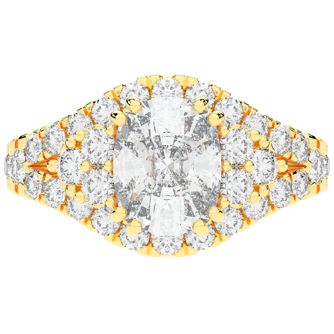 3.10CT.TW CUSHION LAB DIAMOND HALO ENGAGEMENT RING - Nazarelle