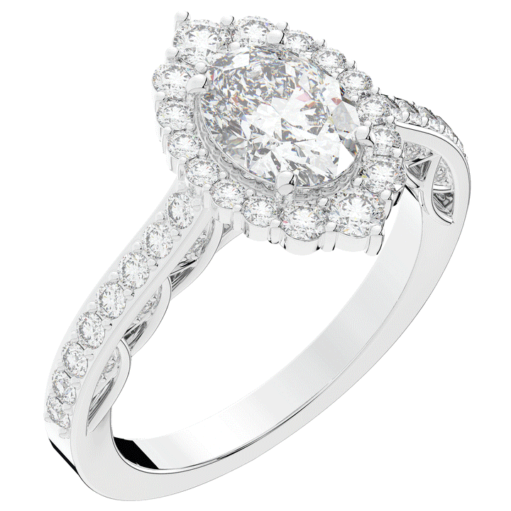 1.75CT.TW OVAL LAB DIAMOND HALO ENGAGEMENT RING - Nazarelle