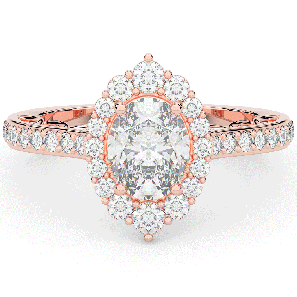 1.75CT.TW OVAL LAB DIAMOND HALO ENGAGEMENT RING - Nazarelle