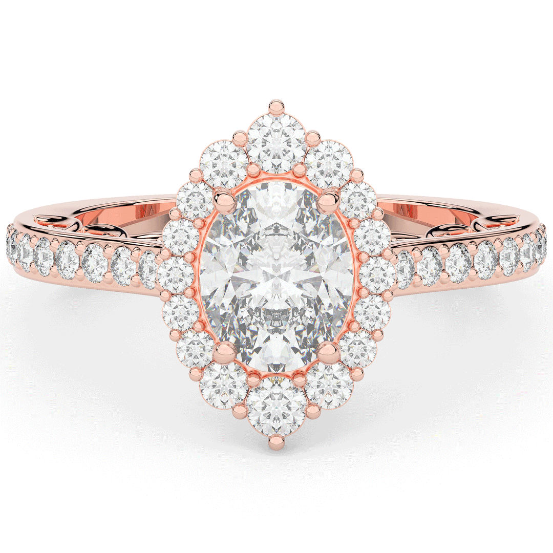 1.75CT.TW OVAL LAB DIAMOND HALO ENGAGEMENT RING - Nazarelle