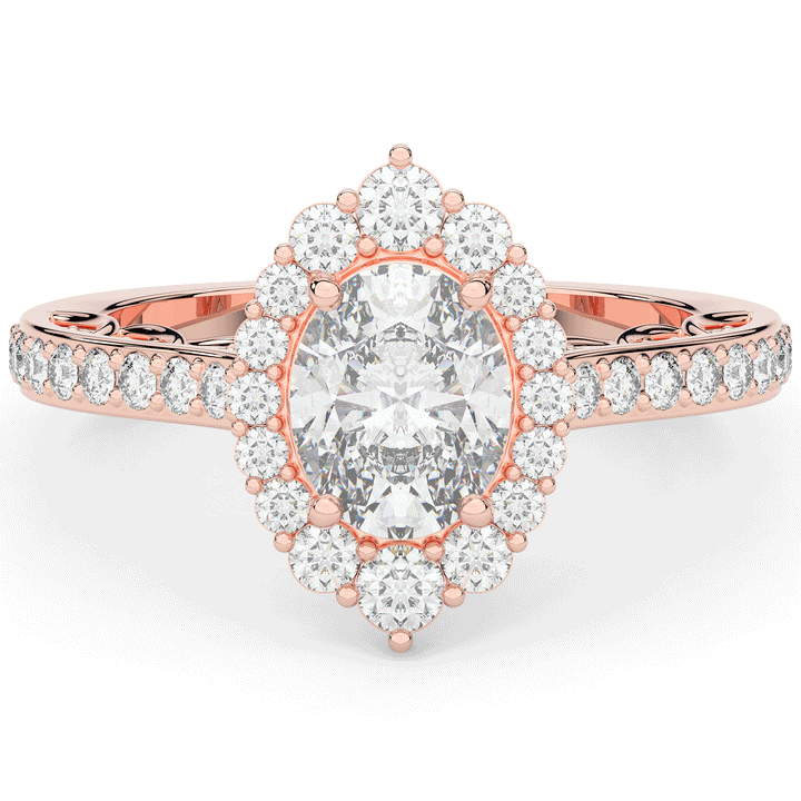 1.75CT.TW OVAL LAB DIAMOND HALO ENGAGEMENT RING - Nazarelle
