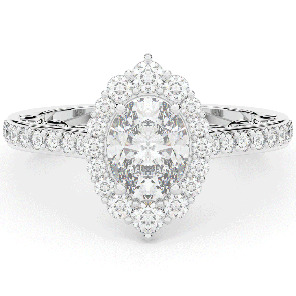 1.75CT.TW OVAL LAB DIAMOND HALO ENGAGEMENT RING - Nazarelle