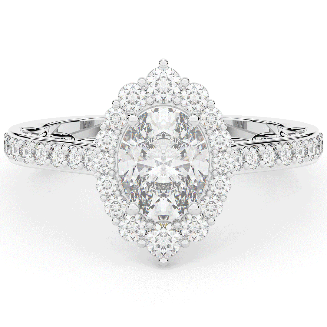 1.75CT.TW OVAL LAB DIAMOND HALO ENGAGEMENT RING - Nazarelle