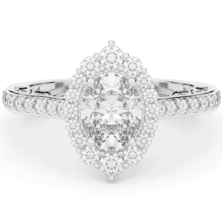 1.75CT.TW OVAL LAB DIAMOND HALO ENGAGEMENT RING - Nazarelle
